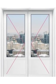 Двухстворчатая дверь с двумя стеклянными вставками и перегородкой - фото - 3